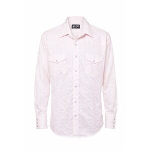 Wrangler Western Shirt Mens Large White Pink Stripe Snap Button Cowboy